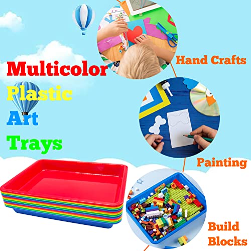12 Pack Activity Plastic Art Trays,Multicolor Plastic Art Trays,Serving Tray for Art and Crafts,DIY Projects,Painting,4 Color