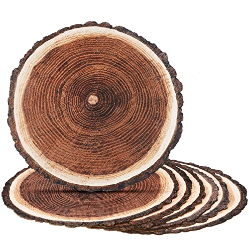 Hotop 6 Pcs Wood Table Centerpieces 12 Inch 2.5 mm Placemats Rustic Slices Mats Large Round Unfinished Place for Vintage Farmhouse Setting Wedding Party Decor DIY Crafts, brown