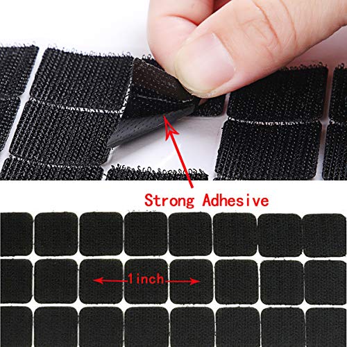 Sticky Back Coins Black Self Adhesive Dots 500pcs(250 Pairs) 1" Diameter Square Hook & Loop Dots Taps Perfect for School, Office