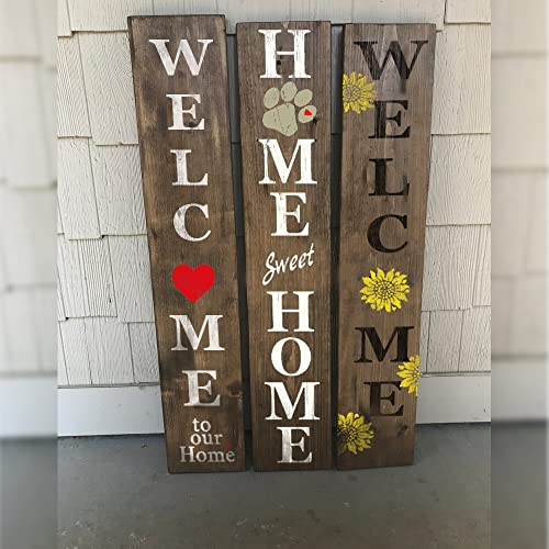 22PCS Large Letter Welcome Stencils for Painting On Wood Reusable - Vertical Welcome and Home Sweet Home Stencils, Seasonal Stencils - Farmhouse Stencils and Templates for Signs, Crafts, Art