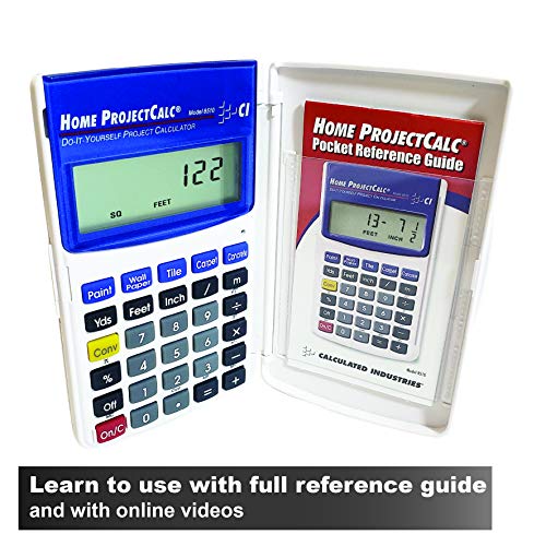Calculated Industries 8510 Home ProjectCalc Do-It-Yourselfers Feet-Inch-Fraction Project Calculator | Dedicated Keys for Estimating Material Quantities and Costs for Home Handymen and DIYs , White Small