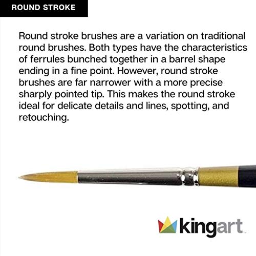 KINGART Original Gold 9040-0, Premium Artist Brush, Golden TAKLON Round Stroke-Size: 0, Black