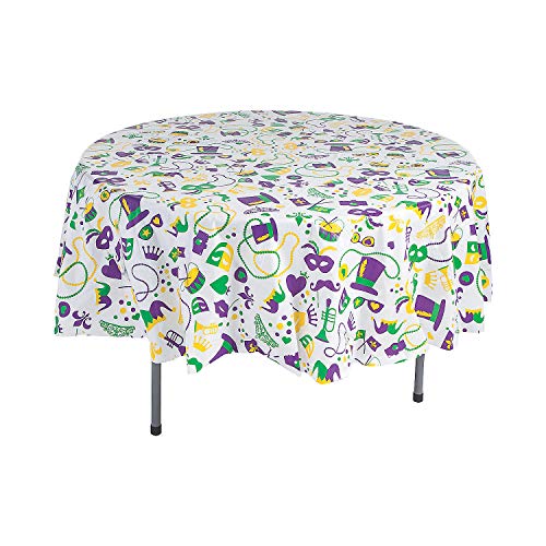 Fun Express Mardi GRAS Round TABLECOVER Plastic - Party Supplies - 1 Piece