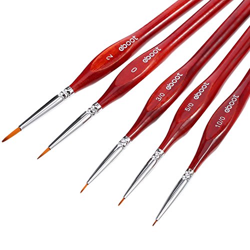 Detail Paint Brushes Set Artist Paint Brushes Painting Supplies for Art Watercolor Acrylics Oil, 5 Pieces (Reddish Brown)