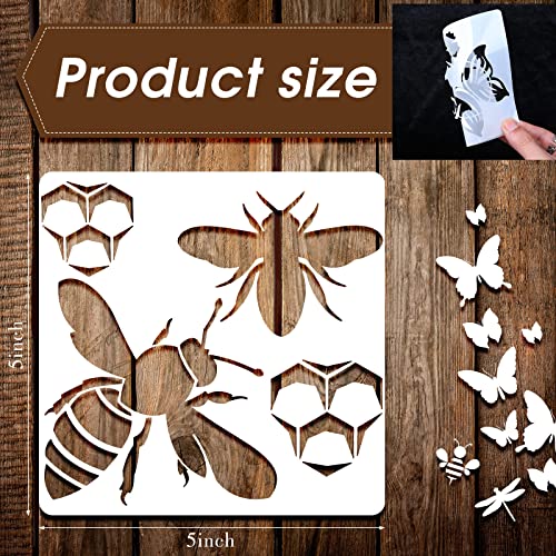 20 Pieces Stencils for Painting Reusable Animal Plant Music Stencil Spring Summer Fall Winter Stencil Template, DIY Stencils for Painting on Wood Burning Canvas Christmas Decor (Bee Butterfly)