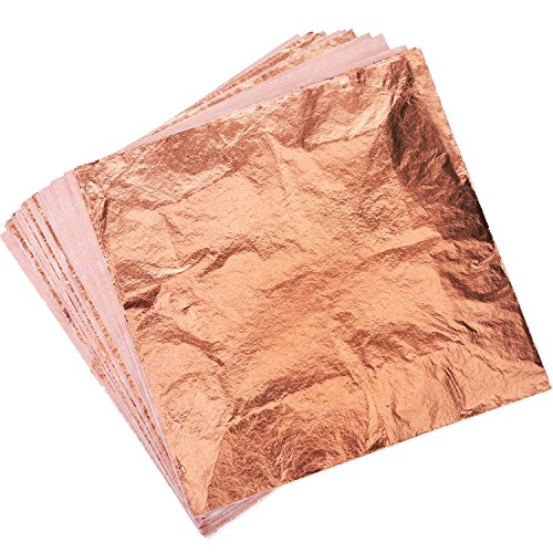 Shappy 100 Pieces Imitation Leaf for Gilding Crafting, Arts Project, Furniture Decoration, 5.5 by 5.5 Inches (Rose Gold)