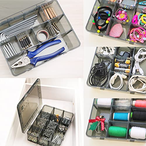 Upgrade 12 Grids Plastic Storage Organizer Box, Storage Container, Jewelry Organizer, Parts Storage Box with Dividers for Crafts, Buttons, Pins and More…