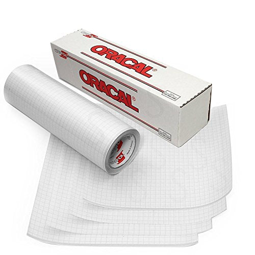 Oracal 12" X 25' Feet Roll Clear Transfer Tape w/Grid for Adhesive Vinyl | Vinyl Transfer Tape for Cricut, Silhouette, Cameo. Application Paper Transfer Tape Rolls