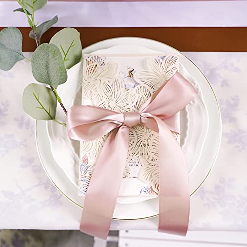 HUIHUANG Dusty Rose Ribbon 1.5 inch Double Face Satin Ribbon Silk Like Ribbon 50 Yards Roll for Gift Wrapping Bows Making Floral Bouquet Wedding Invitations Decor Party Favor Craft Supplies