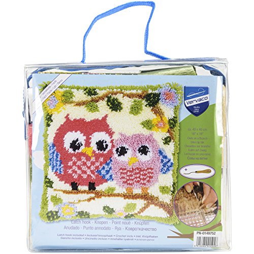 Vervaco Owls on a Branch Cushion Latch Hook Kit, 16" by 16"