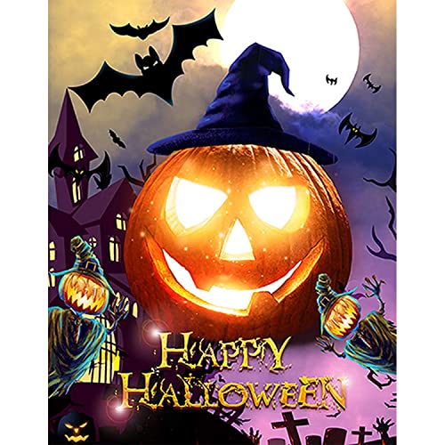 Halloween Diamond Painting Kits for Adults Beginners - 5D DIY Pumpkin Bat Castle Full Drill Diamond Dotz Kits Painting Crafts for Home Wall Decor, Diamond Art Kits,12x16inch