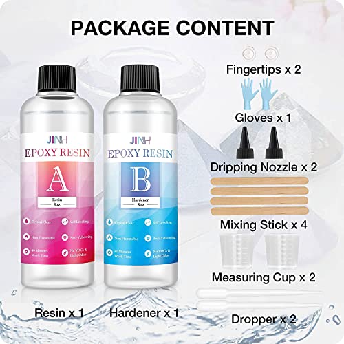 Food Safe Two Part Epoxy Resin, No Yellowing and Bubble, Self Leveling with High Gloss, UV & Heat Resistant, Clear Resin Set for Jewelry Making, Art, Craft, River Tables, Beginner Friendly (16oz)