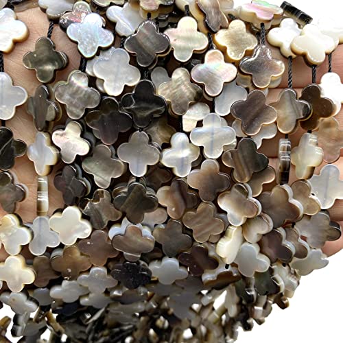 ABCGEMS Tahitian Brown-Lip Oyster Shell Beads (Rare Shells from The Expensive Tahitian Black Pearls) Natural Organic Seashell DIY Jewelry Making - Healing, Energy, Snowflake, Lucky Clover, 10mm