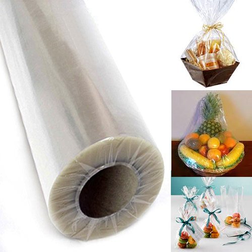 Adorox 40" Inch 100' Ft (Folded) Clear Cellophane Wrap Roll Christmas Holidays Thanksgiving Easter Halloween Mothers Day (Meets FDA Specifications)