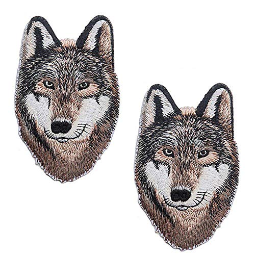 2 Pack Delicate Embroidered Patches, Iron On Patches, Cool Embroidery Patches, Sew On Applique Wolf Patch, Custom Backpack Patches for Men, Boys, Kids (#6 Wolf (2 Pack))