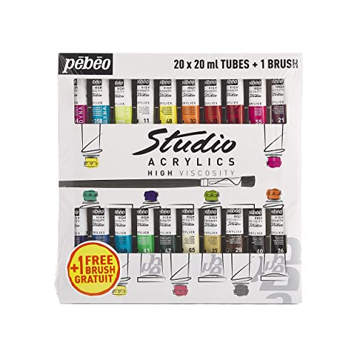 PEBEO Fine Studio Acrylics High Viscosity, 28 Piece Set, Set of 20 x 20 ml, 13 Fl Oz