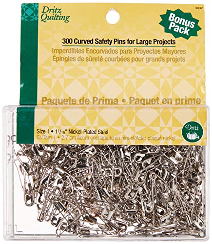 Dritz Quilting 3032 Curved Safety Pins for Large Projects, Bonus Pack, Size 1, 300 Count