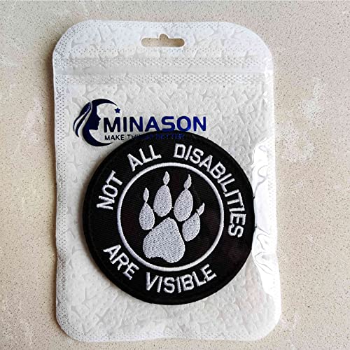 Service Dog Not All Disabilities are Visible Vests/Harnesses Emblem Embroidered Fastener Hook & Loop Patch (Paw Abilities)