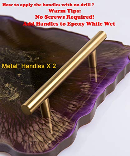 Booshow Silicone Resin Tray Mold Geode Agate XL Silicone Tray Mold & Gold Handles with A3 Extra Large Silicone Sheet for DIY Crafts, Epoxy Resin Casting Molds for Making Faux Agate Tray,Serving Board