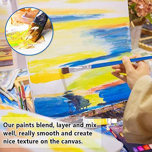 Acrylic Paint Set, Shuttle Art 16 x12ml Tubes Artist Quality Non Toxic Rich Pigments Colors Great for Kids Adults Professional Painting on Canvas Wood Clay Fabric Ceramic Crafts