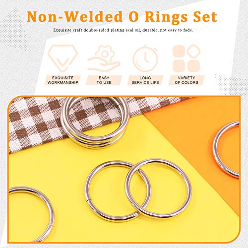 Rustark 60 Pcs 1-33/64’’ Silver Purse Hardware Clasp O Ring, Thick Heavy Duty Belt Steel Round Rings, Multi-Purpose Webbing Metal Buckle for Dog Leas Luggage Belt Craft DIY Accessories (38mm)