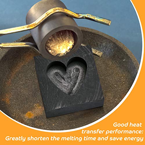 Heart Graphite Casting Mold Casting Ingot Mold Heart Refining Mould for Melting Casting Refining Gold Silver Metal Aluminum Copper Brass Heart Mold
