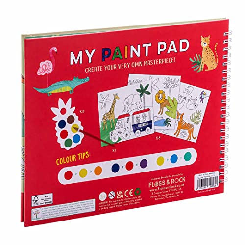 Floss & Rock Jungle Kids My Painting Pad Set with 8 Pictures, 8 Paint Pallets and A Brush