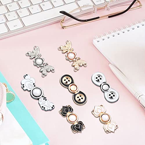 35Pcs Adjustable Waist Buckle Extender, Sewing Flexible Waist Button 7 Styles Metal Pant Waist Tightener Set Fashion Pearl Butterfly Adjuster Buttons DIY Pants Clips for Women Jeans Dress Loose Big