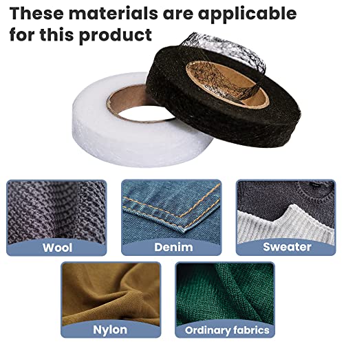 UWEME 6 Rolls Iron On Hemming Tape - Adhesive Hem Tape for Pants Dresses Clothes Curtains, Fabric Tape No Sew Hemming Tape, White, Black