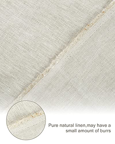 Pllieay 39 x 55 Inch Natural Pure 100% Linen Fabric, Plain Solid Colour Linen Fabric Cloth for Needlework, Dressmaking, Skirts, Bag, Embroidery, Tablecloths and Garments Craft