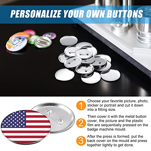 600 Pieces Blank Button Making Supplies Round Badge Button Parts Metal Button Pin Badge Kit for Button Make Machine, Including Metal Shells Metal Back Cover and Clear Film (2.28 Inches)