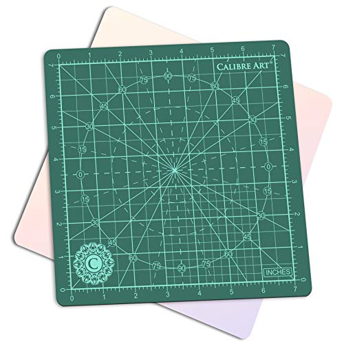 Calibre Art Rotating Self Healing Cutting Mat 8x8 (7" grids), Perfect for Quilting & Art Projects