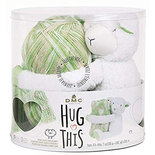 DMC Hug This Knitting & Crochet Yarn Kit with Lamb Toy