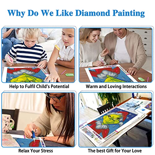 DIY 5D Diamond Painting by Number Kits, Crystal Rhinestone Diamond Embroidery Paintings Pictures Arts Craft for Home Wall Decor (Cartoon-B1174, 12x16inch)