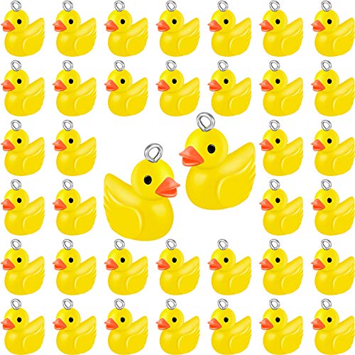 Jetec 40 Pieces Slime Charms Ducks Mini Resin Ducks Resin Duck Charms Pendants Findings Charm DIY Duck Pendants for Bracelet Necklace Earrings Keychain Crafts (40 Pieces)