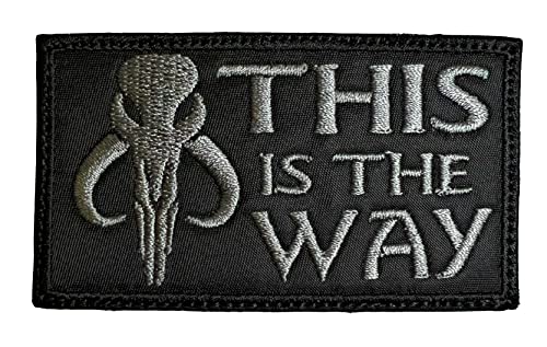 This is The Way Mandalorian Boba Fett Patch Bounty Hunter Black Background - Funny Tactical Military Morale Embroidered Patch Hook Fastener Backing