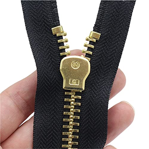 YaHoGa #10 20 Inch Brass Separating Jacket Zipper Right Handed Heavy Duty Metal Zipper for Men's Jackets Coats Sewing Crafts (20" Right Hand)