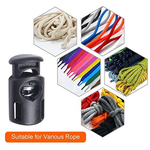20 Pack Plastic Cord Locks, Stopper Toggle Clasps for Drawstring Outdoor Paracord Lanyard Elastic Rope Shoeslace Clips Spring Lock Hat Hoodie Tent String Clip Replacement DIY Craft Accessories
