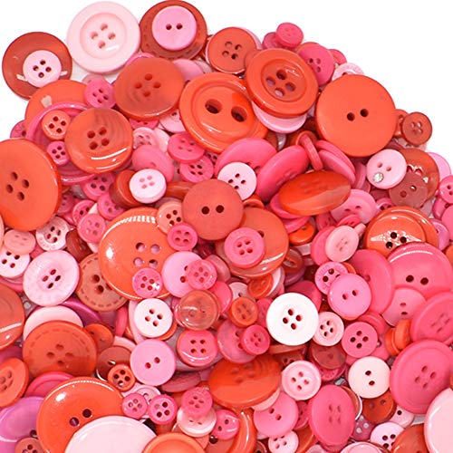 600 PCS Assorted Size Resin Round Buttons DIY Craft Sewing Decorations for Kid's Painting (Red)
