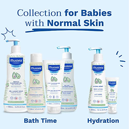 Mustela Baby Cleansing Water - No-Rinse Micellar Water - with Natural Avocado & Aloe Vera - for Baby's Face, Body & Diaper “ 10.14 fl. Oz (Pack of 2)