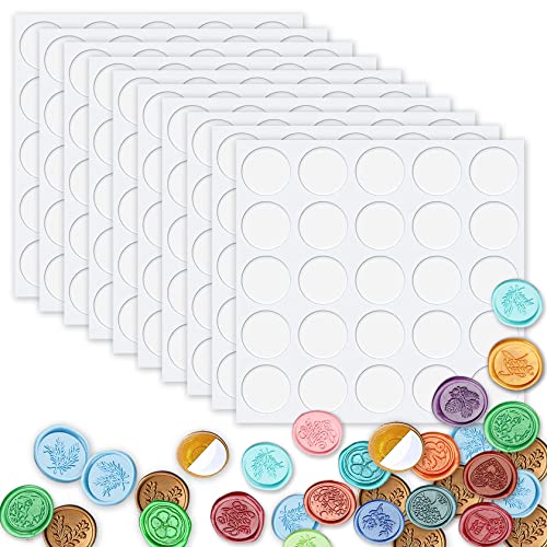 250 Pcs Double Sided Adhesive Dots for Wax Seal, 1 Inch Adhesive Wax Seal Backing for Wax Sealing, Clear Sticky Dots Adhesive Dots Double Sided Removable for Wax Seal Stickers, Craft Adhesive Waxing