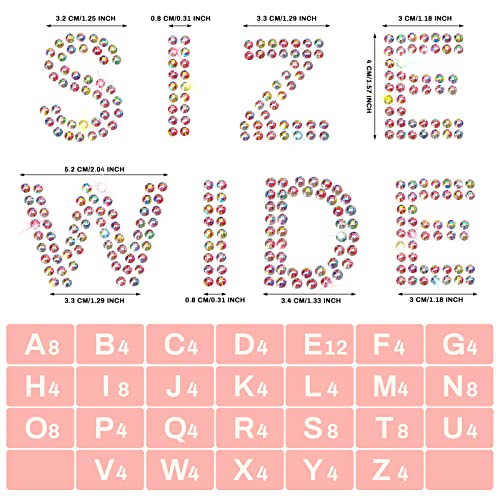 136 Pieces Rhinestone Letters Iron Stick on Sticker Large Glitter Bling Alphabet Letter Sticker Gemstone Border Sticker 34 Letters Self Adhesive Sticker for Art Craft Clothing Decor (Color AB)