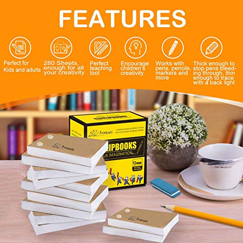 PRIMBEEKS 12 Pack Premium Blank Flip Books Paper with Holes, 720 Sheets (1440 Pages) No Bleed Flipbooks - Works with Flipbook Kit Light Pads, 4.5" x 2.5" Flip Book Paper for Drawing, Sketching