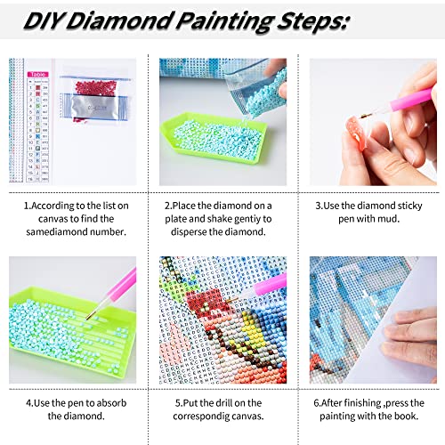 9 Pack Diamond Painting，DIY 5D Diamond Painting Kits for Adults and Kids，Diamond Painting Accessories, Diamond Art Kits for Adults Full,12x16 inch