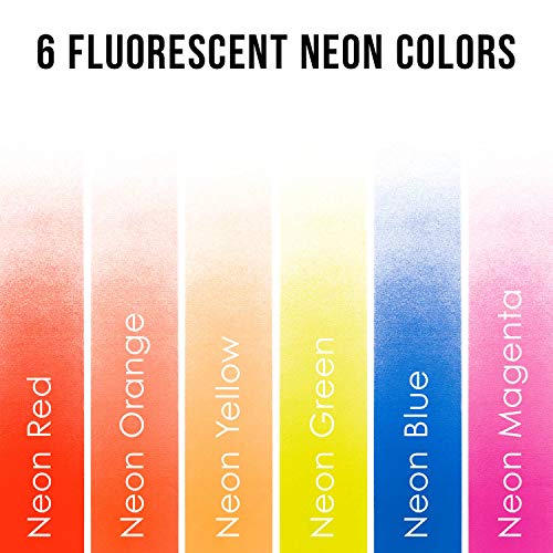 U.S. Art Supply 6 Color Fluorescent Acrylic Neon Colors Airbrush, Leather & Shoe Paint Set with Reducer & Cleaner 1 oz. Bottles