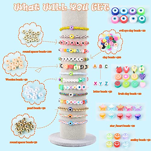 3000pcs Evil Eye Beads for Jewelry Making,3mm Glass Seed Beads 8 mm Flat Evil Eye Easter Bracelets Beads Decors Colorful Evil Eye Charm with Clay Spacer Beads for Bracelets Making DIY Beading Supplies