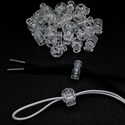 Plastic Cord Locks End Spring Cord Stops Toggles for Drawstrings 60 PCS Clear Drawstring Cord Stopper Lace Locks Spring Fastener for Elastic Paracord Clips Shoelaces Bags Clothing Luggage Backpack…
