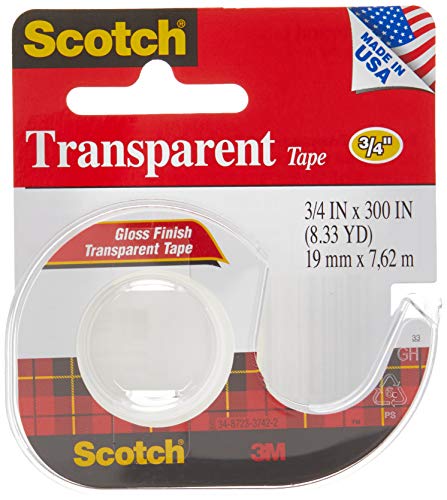 Scotch Transparent Tape, 3/4 in x 300 in, 1 Dispenser (157S)