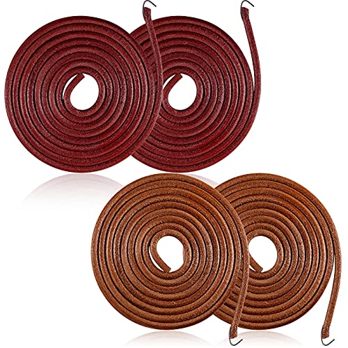 4 Pieces Treadle Sewing Machine Belt 72 x 3/16 Inch Sewing Machine Leather Belt with Hook Cow Leather Belt Replacement Sewing Machine Accessories Parts for Universal Pedal Sewing Machines