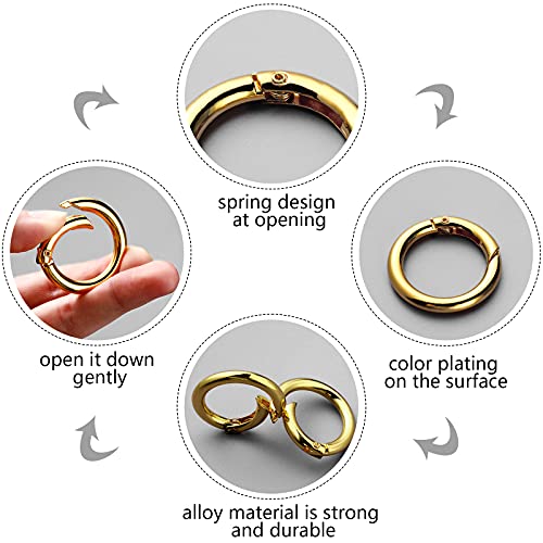 18 Pieces Spring O Rings Alloy Trigger Round Snap Buckle, 6 Colors Hook Clip DIY Accessories Spring Keyring Buckle for Keychains, Bag, Purse and Handbag